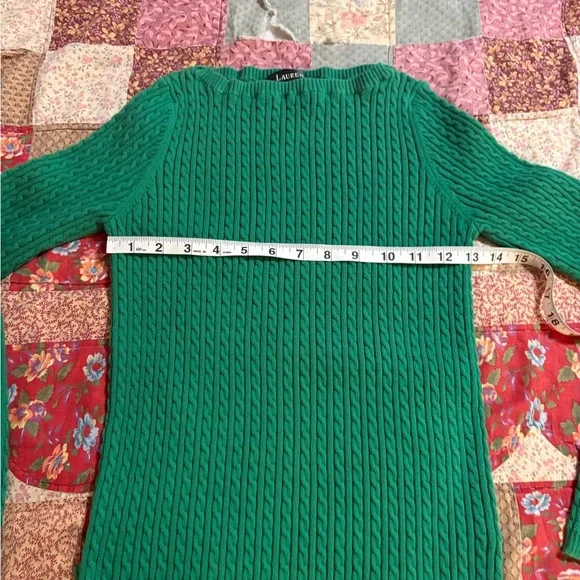 Ralph Lauren Bright Green Cable-Knit Crewneck Sweater - Picture 4 of 6